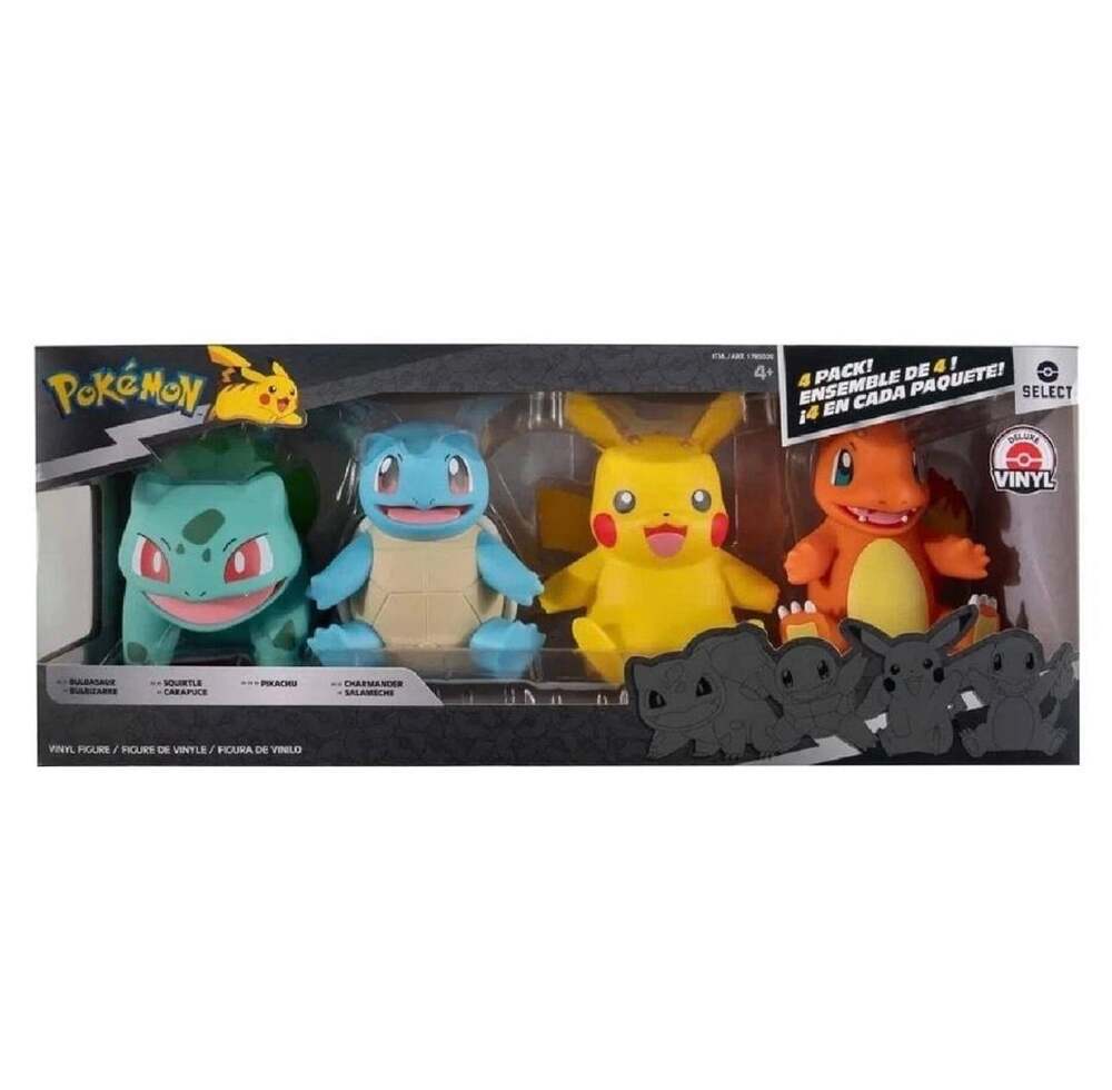 Jazwares Pokemon Select Vinyl Figure 4-Pack Bulbasaur Charmander Squirtle